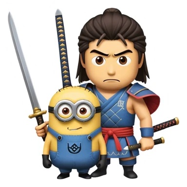 Photorealistic samurai beheading a minion from dreamworks sticker