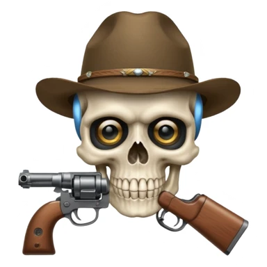 A skull with a vowboy hat and a gun whith a scope sighn on his eye and min holding the gun rember skull sticker