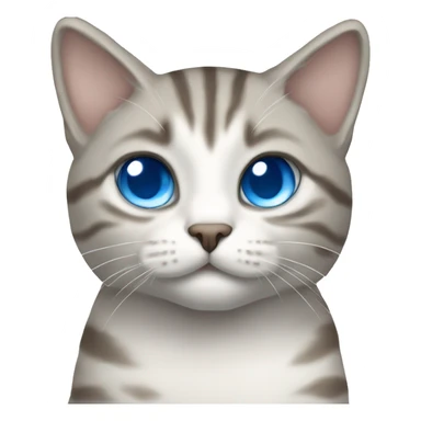 White, grey, and beige tabby cat with blue eyes sticker
