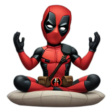 Deadpool doing a meditation sticker