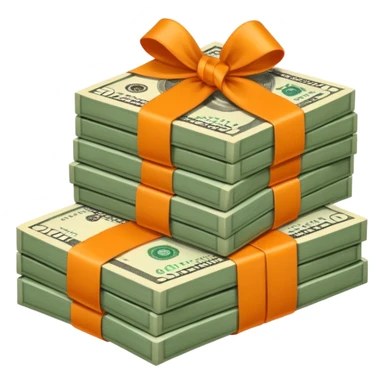 Filed money wrapped with orange ribbo sticker