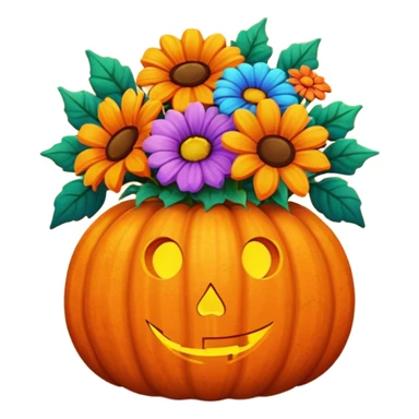 Pumpkin vase of flowers sticker