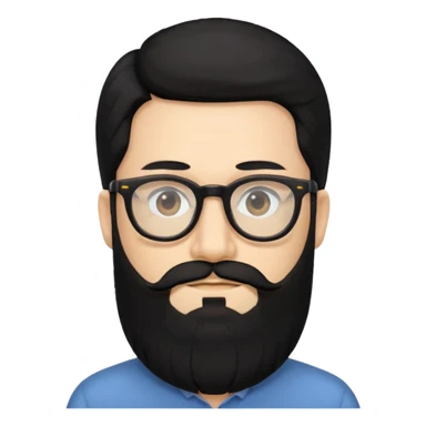 hombre con cabello negro largo barba y lentes sticker