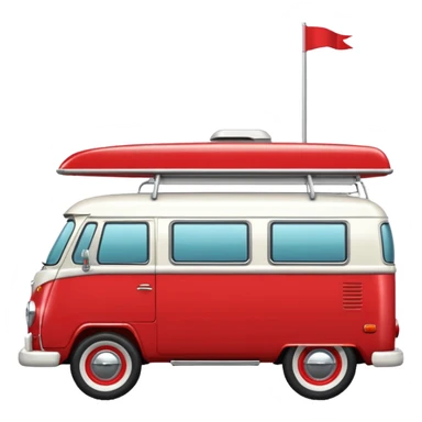 Red retro camper van, cartoony, cute, side profile sticker