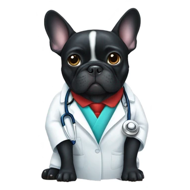 Black French bulldog doctor sticker