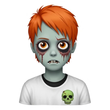 zombie teen emo with emo dark orange hair grunge style white shirt  sticker