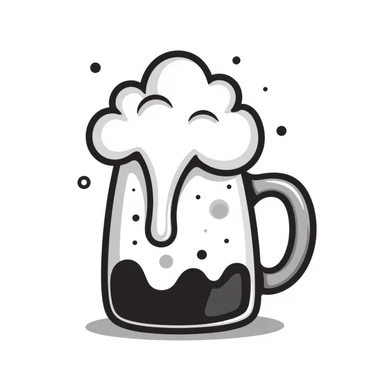 A hand-drawn beer mug with foam and bubbles sticker