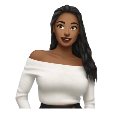 off the shoulder long sleeved white knit top sticker