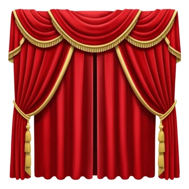 Simple, opened red curtains black background  sticker