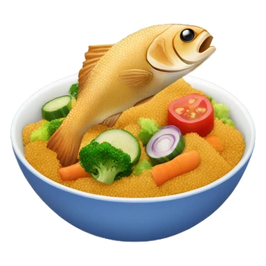 Couscous fried fish and vegetables  sticker