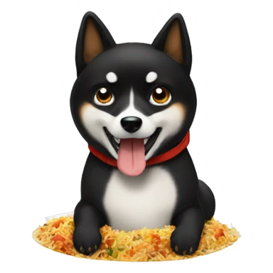 Black shibainu-eating-biriyani sticker