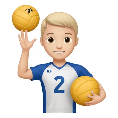 Cute mini guy with volleyball and has a jersey the reads BS is big and infront jersey number is 24 sticker