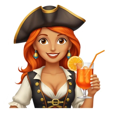 a happy pirate woman drinking aperol spritz cocktail sticker