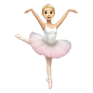 Full length Caucasian ballerina in a white tutu with pink pointe shoes  sticker