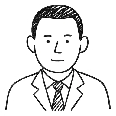 business man with black very short haircut in hand drawn outline style sticker
