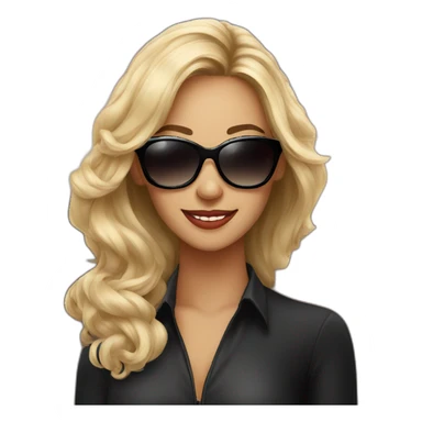 Beautiful woman in black sunglasses slyly smiling sticker
