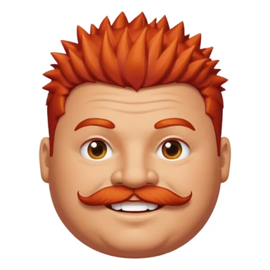 fat spiky haired happy man, red haired and mustache sticker