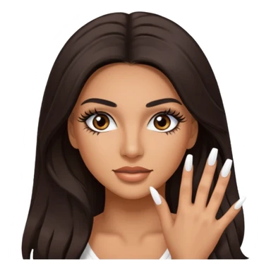 Baddie Latina emoji with fake lashes and white nails sticker
