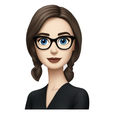 Hyper Realistic photo Lily collins blue eyes wearing glasses in a business meeting black dress sticker