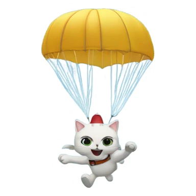 Cat parachuting out of plane onto frozen pond with hockey rink  sticker