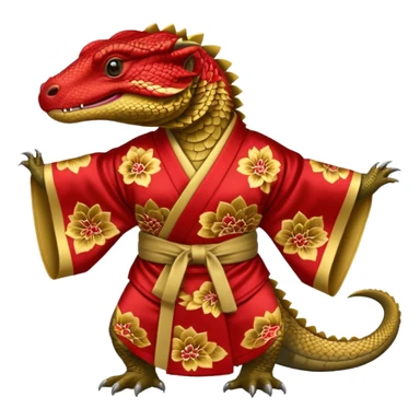 komodo dragon wearing a kimono sticker