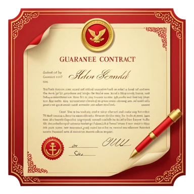 Guarantee contract golden paper signed and sealed sticker