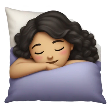 Sleeping girl on pillow dark hair sticker