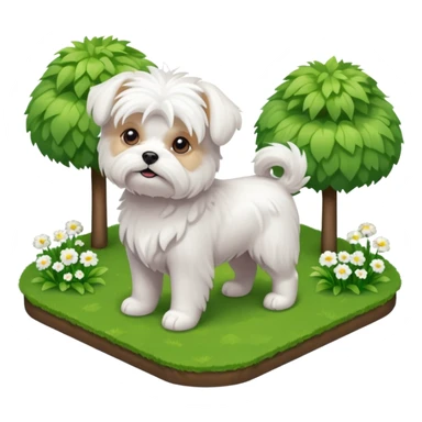 Maltese dog in a garden isometric sticker