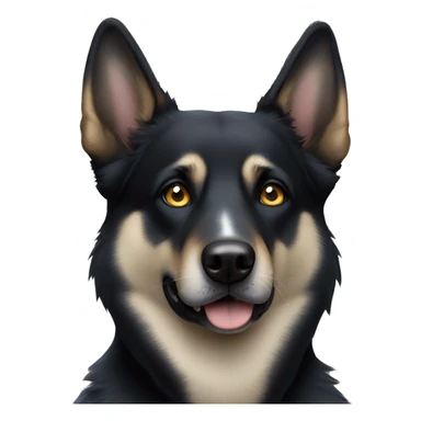 Black German shepherd husky mix with one brown eye and one blue eye tilting head  sticker