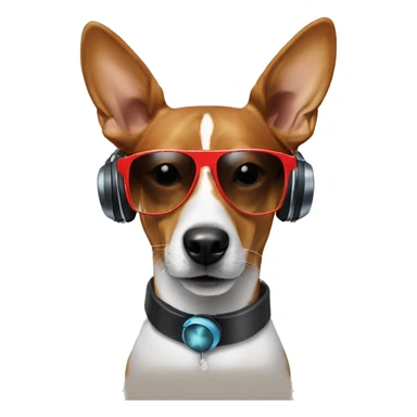 Dog basenji in sunglasses and headphones  sticker
