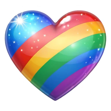 rainbow pride heart with a sparkle effect sticker
