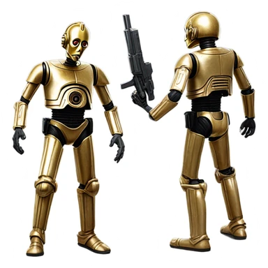 Armed Dusty old Bounty hunter C-3PO in action  sticker