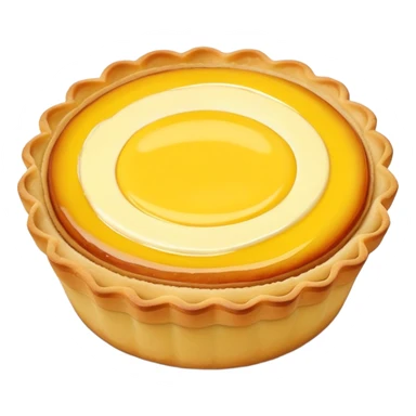 Hong Kong egg tart with yellow custard filling, simplified emoji style with bold outlines and bright colors, cartoon style Dan Ta pastry sticker