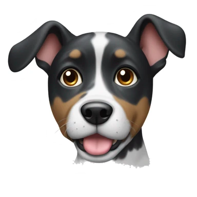 black and white dog with white paws and brindle face sticker
