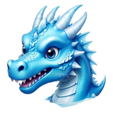 Cinematic Comical Beautiful Ice Dragon Portrait Emoji, Head tilted dramatically with an exaggeratedly amused expression, featuring a striking, glossy icy body with bold, crystalline textures and wide, expressive eyes that shimmer with playful frost, rendered with vibrant, lifelike detail and dynamic, natural shadows, high shine, dramatic yet whimsical, styled with an air of cheeky arctic mischief, soft glowing outline, capturing the essence of a spirited and over‐the‐top ice marvel that looks ready to burst into a flurry of frosty fun! sticker