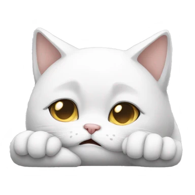 sad white cat facepalm  sticker