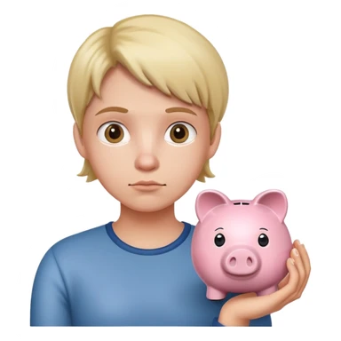 holding a piggy bank and looking thoughtful sticker
