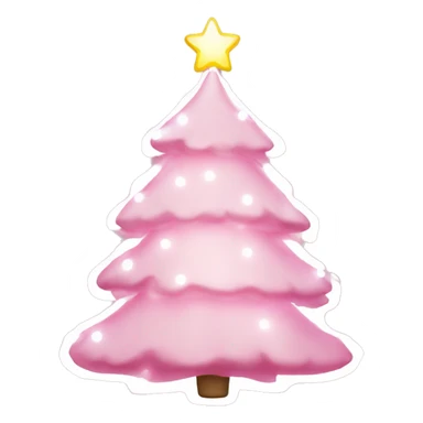 Pink Christmas tree with while lights and an angel sticker