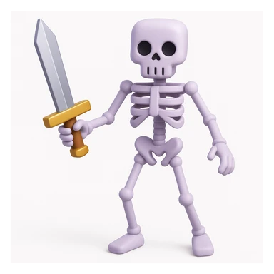Make the Minecraft skeleton hold a sword in the 3d emoji style sticker