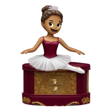 burgundy music box with ballerina standing back sticker