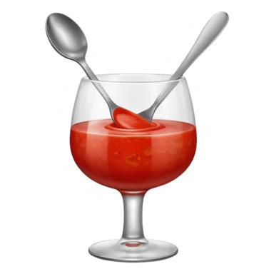 tomato puree in a glass glass transparent with spoon sticker