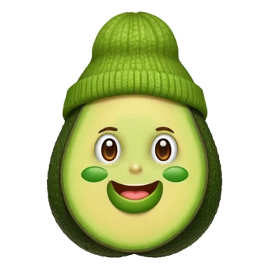 Avocado with a beanie sticker