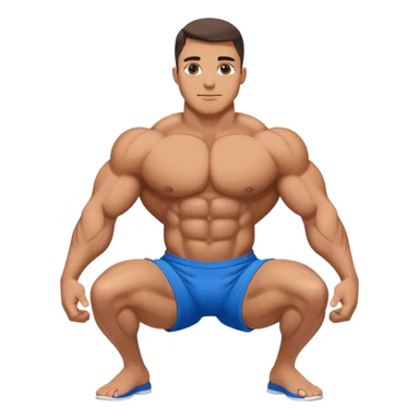 bodybuilder with blue shorts glute-bridges sticker