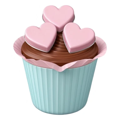 Two glossy square milk chocolate pralines placed diagonally, each in a white ridged paper cup, topped with a soft pastel pink heart icing with subtle sugar sparkle.
Cute minimal emoji-style, realistic and polished, clean studio lighting, pure white background, smooth 3D render, high resolution. sticker
