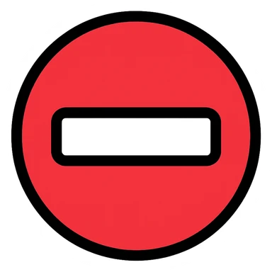 modern style stop icon, red circle with white horizontal stripe, no text sticker