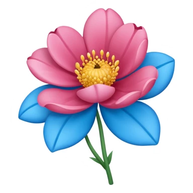 Um emoji da flor rosa só que com coloração azul sticker