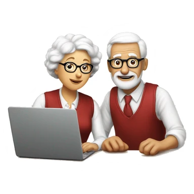 white and nerd Grandparents in Day St Valentines with laptops sticker