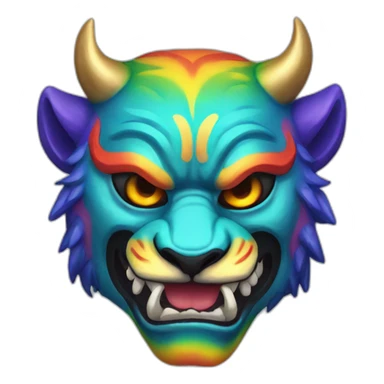 rainbow tiger oni mask sticker