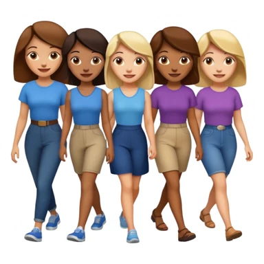 6 women interviewee walking side of face sticker