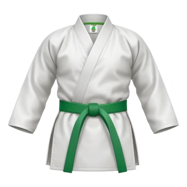 karate gi with a green belt sticker